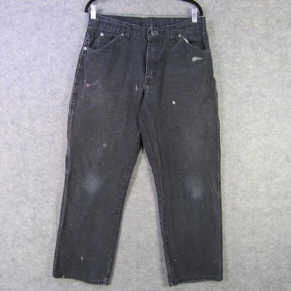 Dickies Carpenter Jeans Mens 34x30 Black Relaxed Fit Workwear Utility Denim - Picture 1 of 11
